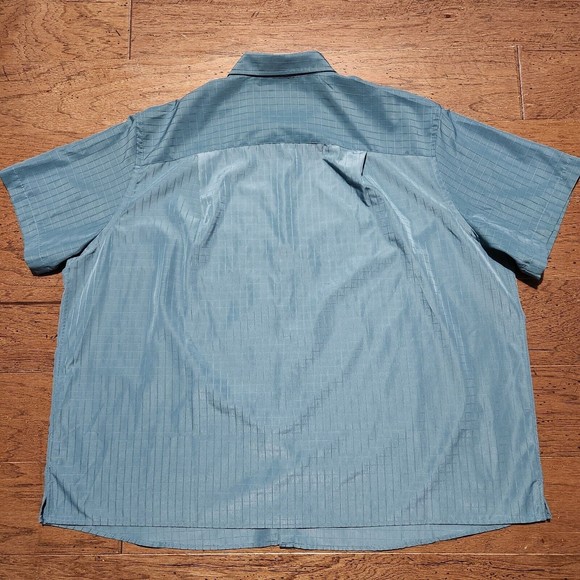 Harbor Bay Adult Short Sleeve Men's Shirt 3XL Polyester Blue Embossed Check - Picture 7 of 9